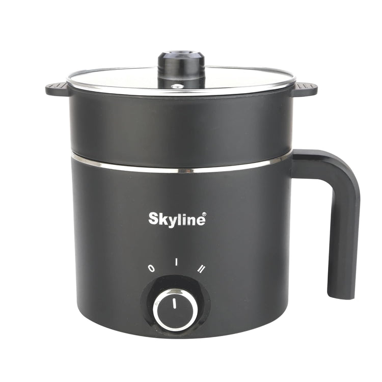 Skyline Multi-Purpose Electric Kettle with Steamer and Egg Boiler, 1.5L, 600W, Temperature Control, VTL-9091 (Black)