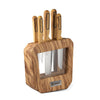 BERGNER Olive Garden Stainless Steel 6 Pcs Knife Set - Kitchen Knife Set of Chef Knife, Santoku Knife, Slicer Knife, Utility Knife, Paring Knife with Wooden Knife Block, Durable, Soft Touch Handle