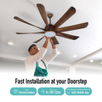 KUHL Platin D8 1500 mm Stylish 65% Power Saving BLDC Ceiling Fan With Remote | Down Light | 38W | 5 Star | Low Noise | Iot -Operate Via Mobile & Alexa | Reverse Mode | Free Installation | Teak