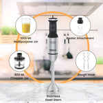 INALSA Hand Blender Mixer|1700W Copper Motor|Chopper,Dough Maker,Whisker & Jar Attachment|Low Noise|20 Speed Control & Turbo Function|BPA Free|Anti-Splash|2 Yr Warranty,Robot Inox 1700 Mix N Blend