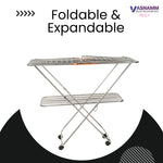 Vasnam Stainless Steel Floor Cloth Dryer Stand Butterfly Design | 25 Rods 3-Tier Foldable Laundry Drying Rack with Wheels | Heavy Duty Rustproof Clothes Stand for Home