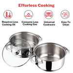 Vinod 2 Tier Stainless Steel Idli Steamer for Kitchen with Glass Lid - 18 cm | 2.5 mm Thick Base | Modak, Momo, Idiyappam, Vegetable, Puttu Maker and Steamer| Induction Base - 2 Year Warranty | Small