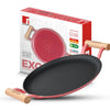 BERGNER Excalibur Lightweight Cast Iron Dosa Tawa 28cm, Double Sided Sturdy Handle, Non-Stick Coating, PFAS Free, Perfect Heat Distribution, Elegant Design - Induction Compatible (Pink)