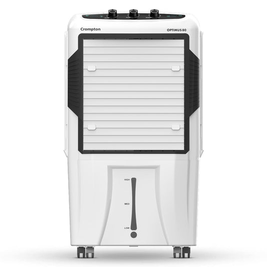 Crompton Optimus Desert Air Cooler 80L| High density honeycomb| Auto fill| Water Level indicator| Fully collapsible Louvers| 4 way Air deflection| Humidity control| Cooling mode & Auto Swing