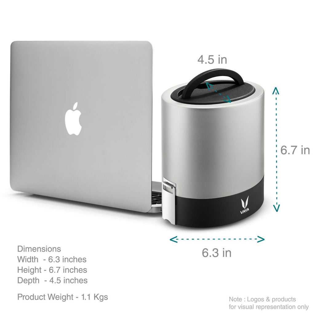 VAYA TYFFYN Lunch Box for Office for Men, with Polished Stainless Steel Containers,1000ml Vacuum Insulated Hot Lunch Box Without BagMat, Leakproof Hot Tiffin Box with 3 Compartments,Silver