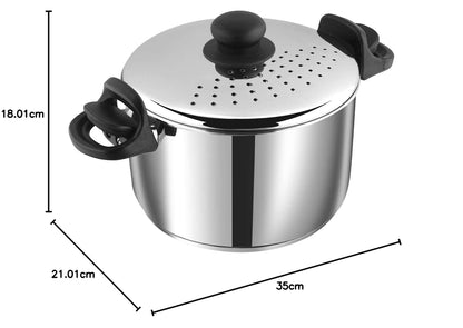 Vinod Stainless Steel Rice Pot with Strainer Lid - 4 L, 20cm | Noodles & Pasta Steamer, Rice Maker Cooker & Veggies Boiler with Locking Handles, 3-Layer SAS Induction Bottom, Small - 2 Year Warranty