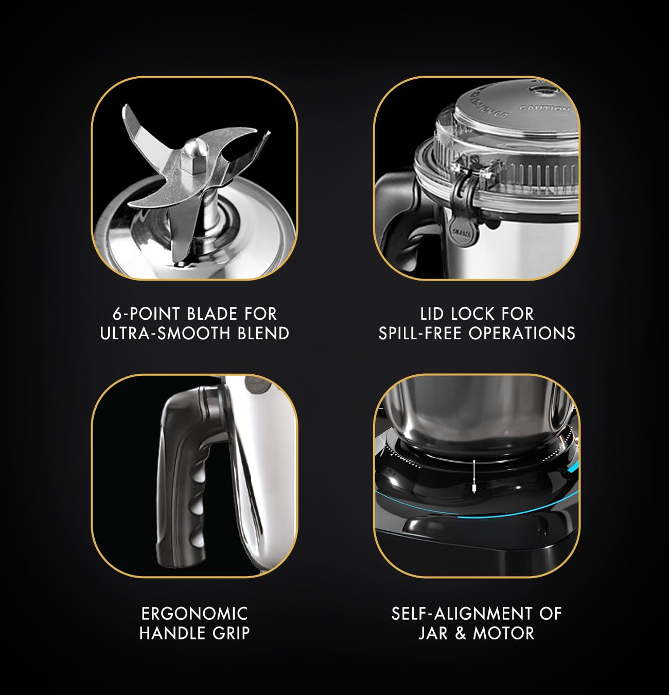 Sujata MG01 Mixer Grinder|1000 Watts Double Ball Bearing Motor|25000 RPM| Non-Stop 90 Mins Running|3 Jars including 1750ml Blender, 1000ml Grinder, 500ml Chutney Jar| (Black)