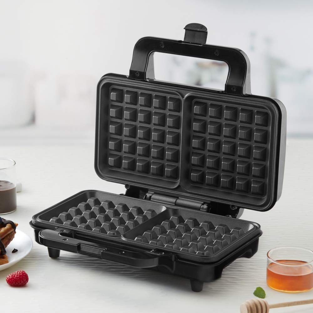 Borosil 1000W Neo Waffle Maker | Can Make 2 Waffles At a Time | Non-Stick Coating Plates Opens to 90°, BPA & PTFE Free | Power Indicators | 2 Year Warranty