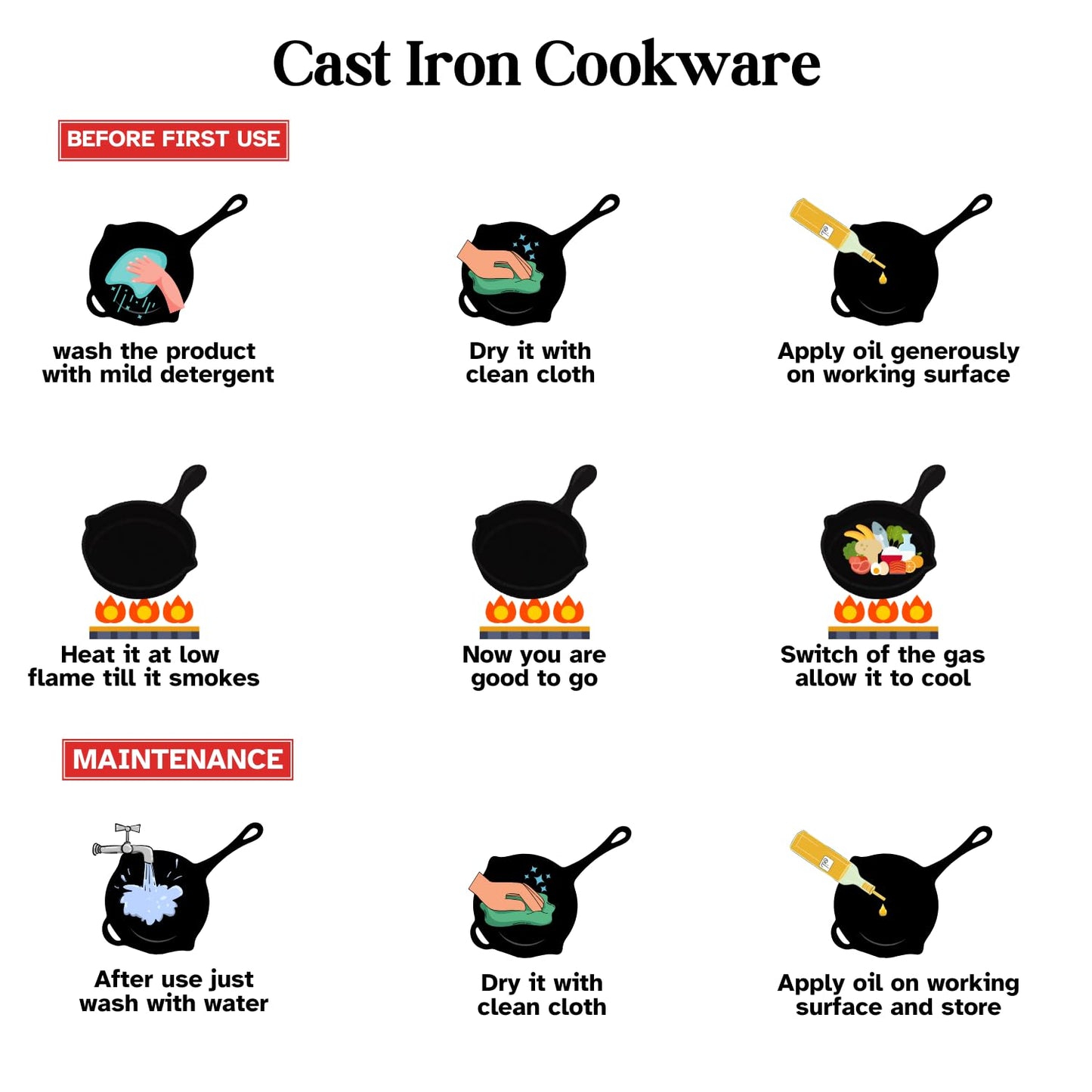 Vinod Legacy Pre-Seasoned Cast Iron Kadai- 3.3 L, 24 cm | Kadai with Glass Lid | 100% Pure, Naturally Stick-Free, Rust-Proof | Traditional Kadhai for Deep Frying & Healthy Cooking | Lifetime Warranty