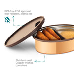 VAYA TYFFYN Lunch Box for Office for Men, Copper Finished Steel Lunch Box Without Bagmat,1000ml Vacuum Insulated Hot Lunch Box, Leakproof Hot Tiffin Box with 2 Containers,Gold