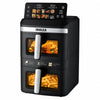 INALSA Double Basket Air Fryer 2800W & 14 L (7L+7L) Large Capacity |Non Toxic,BPA Free|PFOA Food Safety Certified|Cook 2 Full Meals Together|Flip Digital Screen|NutriFry DuoSlim