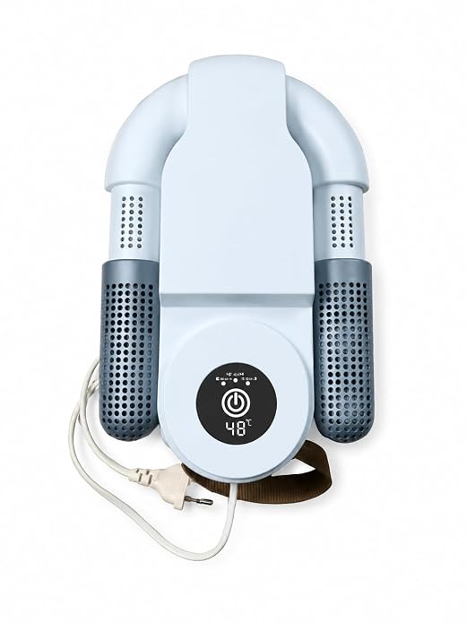 Electric Shoe Dryer with UV-C Sterilisation | 48°C PTC Heating | 360° Warm Air Circulation | Intelligent Timer & Auto Shut-Off | Foldable Portable Shoe & Boot Warmer | Odour & Moisture Remover | White