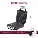 Borosil 1100W Jumbo Waffle Maker | Can Make 4 Waffles At a Time | Non-Stick Coating Plates Opens to 105°, BPA & PTFE Free | Power Indicators | 2 Year Warranty