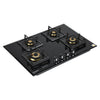 Crompton Optime 78 cm 4 Burners Built-in Glass HOB with Digital Timer, Full Brass Burners & 3D Flame Technology (HOB-OPFB784TI-MBL, Midnight Black)