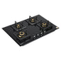 Crompton Optime 78 cm 4 Burners Built-in Glass HOB with Digital Timer, Full Brass Burners & 3D Flame Technology (HOB-OPFB784TI-MBL, Midnight Black)