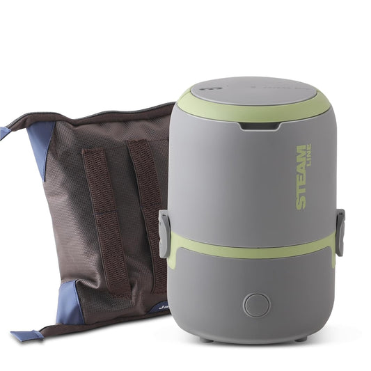 Jaypee Plus Steamline Electric Lunch Box Stainless Steel containers 300X3 ml with Bag, Power Cord & Measuring Cup Lunch Box for Offfice Reheat Food in 15 Minute Auto Cut steam Technology,Grey Green