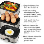 Skyline Electric Multi Cook 3-in-1 Pan, Stainless Steel, 400W - Steam, Boil & Cook