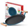 BERGNER Excalibur Lightweight Cast Iron Dosa Tawa 28cm, Double Sided Sturdy Handle, Non-Stick Coating, PFAS Free, Perfect Heat Distribution, Elegant Design - Induction Compatible (Blue)