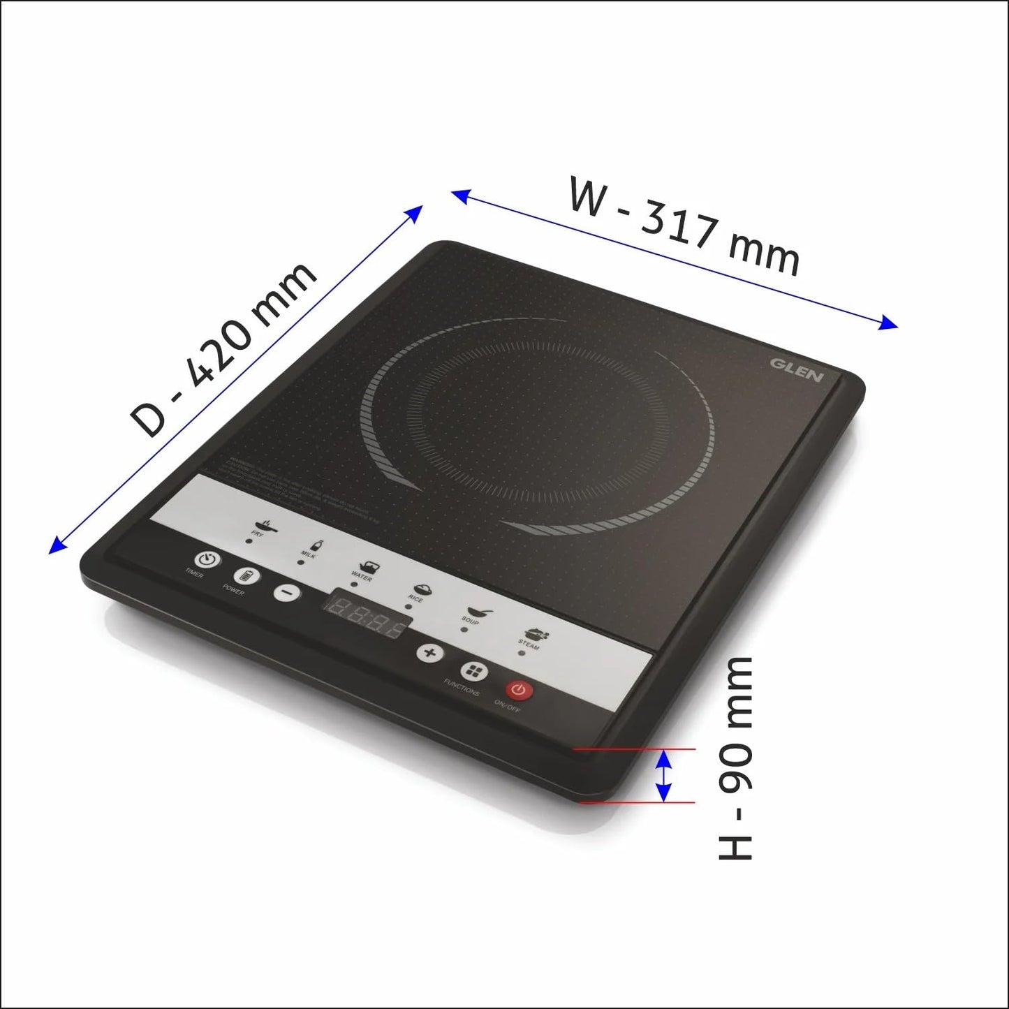 Glen 1600W Induction Cooktop SA 3070 IN – 6 Pre-Set Cooking Functions | Energy Efficient Induction Stove | Touch Control | Auto Shut-Off | Portable Electric Induction Cooker