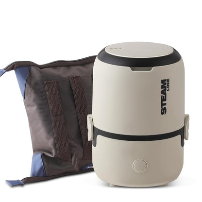Jaypee Plus Steamline Electric Lunch Box Stainless Steel containers 300X3 ml with Bag, Power Cord & Measuring Cup Lunch Box for Offfice Reheat Food in 15 Minute Auto Cut steam Technology,Beige