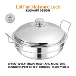 Kraft Stainless Steel Multi Kadai/Idli Maker | 5 L, 28 cm, 6 Plates | 2 Idli, 2 Dhokla, 1 Patra & Mini Idli | Induction & Gas Compatible Momo/Modak Pot | 6 in 1 Multipurpose steamer for cooking