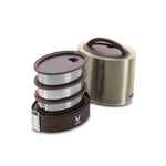 VAYA TYFFYN Lunch Box for Office for Men, with Polished Stainless Steel Containers,1000ml Vacuum Insulated Hot Lunch Box Without BagMat, Leakproof Hot Tiffin Box with 3 Compartments,Graphite