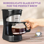 Borosil Brew Pro Drip Coffee Machine with Borosilicate Glass Carafe (600 ml) | 550W Coffeemaker | 6 Cups Capacity | Anti-Drip Function, Auto Shutoff, Keep Warm Plate | 2 Years Warranty | Black