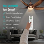 KUHL Luxus C5 1320mm Stylish 65% Power Saving BLDC Ceiling Fan with Remote | Night & Down Light | 29W | 5 Star | Low Noise | IoT –Operate via Mobile & Alexa | Reverse Mode | Free Installation | Teak