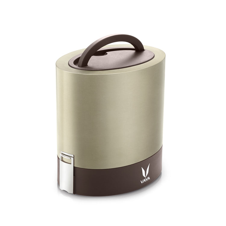 VAYA TYFFYN Lunch Box for Office for Men, with Polished Stainless Steel Containers,1000ml Vacuum Insulated Hot Lunch Box Without BagMat, Leakproof Hot Tiffin Box with 3 Compartments,Graphite