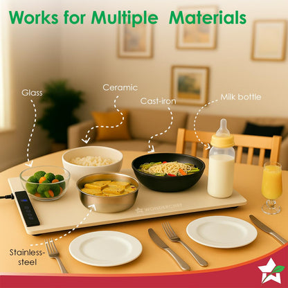 Wonderchef WonderMat Food Warming Mat, Food-Grade Silicone, for Warming Cast-iron/Stainless-steel/Ceramic/Glass/Enamelware, Warms Soup Bowls, Lunch Boxes, Baby Food, Beverages, Rollable, 2-Yr Warranty