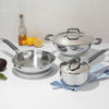 Vinod Platinum Luxe Triply Stainless Steel Cookware Set 5 Pc - Superior Finish, Cool Grip Handles, Mastercrafted Durability | 100% Safe, Non-Toxic, Nickel-Free | Frypan + Kadai & Saucepan with 2 Lids