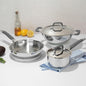 Vinod Platinum Luxe Triply Stainless Steel Cookware Set 5 Pc - Superior Finish, Cool Grip Handles, Mastercrafted Durability | 100% Safe, Non-Toxic, Nickel-Free | Frypan + Kadai & Saucepan with 2 Lids