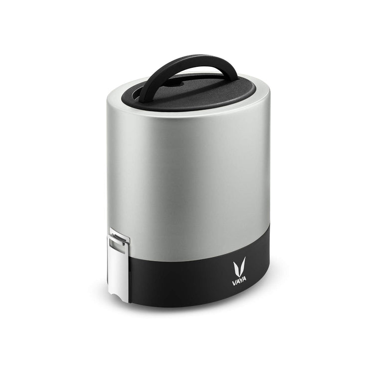 VAYA TYFFYN Lunch Box for Office for Men, with Polished Stainless Steel Containers,1000ml Vacuum Insulated Hot Lunch Box Without BagMat, Leakproof Hot Tiffin Box with 3 Compartments,Silver
