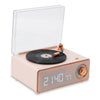 Pebble Newly Launched Disc Retro Bluetooth Speaker with Clock | Rotating Disk LP Design| 8W Sound | 1200mAh Battery | TypeC Charging | Premium Build - Pink