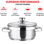 Vinod Bremen Stainless Steel Saucepot Set of 3 with Glass Lids | 2.5 mm Heavy Bottom | for Soups, Curries, Rice & Pasta | Riveted Handles | Induction & Gas Compatible | 2 Yr Warranty – Silver