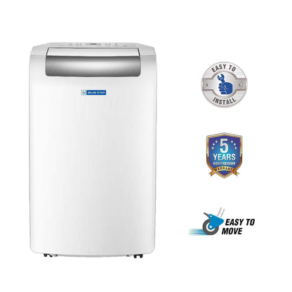 Blue Star 1.1 Ton Fixed Speed Portable AC (Copper, Anti Bacterial Silver Coating, Self Diagnosis, Comfort Sleep, Auto Mode, Remote Control Operations, Gold Fins, PC12DB, White)