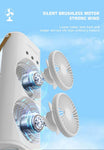 Lenyes LHF03 Tower Dual Fan 45mm | USB Charging Fan | LED Lighting | 3 Fan Speeds | 2 Mode Lighting | High Speed Oscillation Table Fan | White Protable Fan
