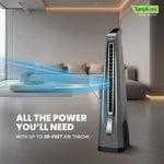 Symphony Surround-i Bladeless Tower Fan for Room | High-Speed with Swivel Action, Touchscreen Control Panel & Remote | 1 Year Warranty | Grey