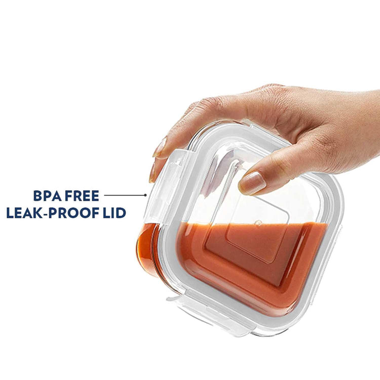 Borosil Klip-N-Store Transparent Square Airtight Container 400 ml