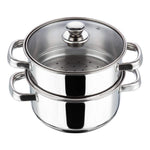 Vinod 2 Tier Stainless Steel Idli Steamer for Kitchen with Glass Lid - 18 cm | 2.5 mm Thick Base | Modak, Momo, Idiyappam, Vegetable, Puttu Maker and Steamer| Induction Base - 2 Year Warranty | Small