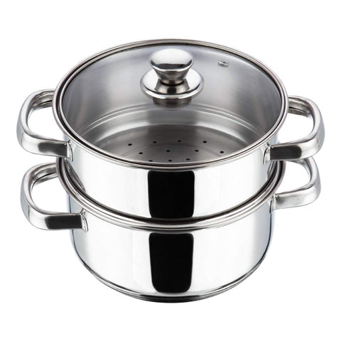 Vinod 2 Tier Stainless Steel Idli Steamer for Kitchen with Glass Lid - 18 cm | 2.5 mm Thick Base | Modak, Momo, Idiyappam, Vegetable, Puttu Maker and Steamer| Induction Base - 2 Year Warranty | Small