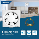 Crompton Brisk Air Neo 200 mm (8 inch) Exhaust Fan for Kitchen, Bathroom and Office (White), BRISKAIRNEO8WHT, Pack of 1