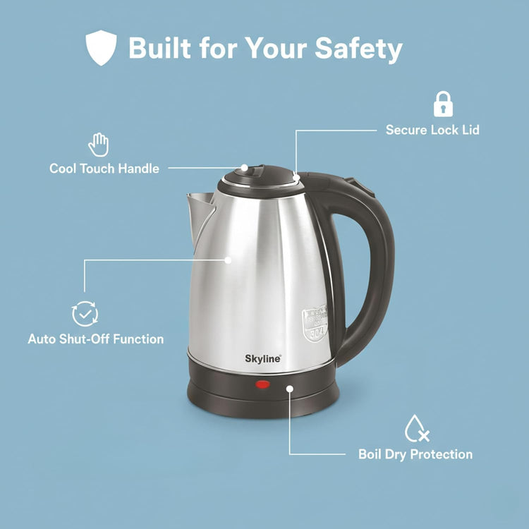 Skyline 1.8L Electric Kettle, 1500W Rapid Heating, Silver VTL-5006