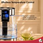 Wonderchef Crystal Tap & Flow Glass Kettle & Hot Water Dispenser, 1.7 L Borosilicate Glass Jar, Built-in Battery, Temperature Sensor & Control, Multi-purpose, Portable inside Homes, 1-Yr Warranty