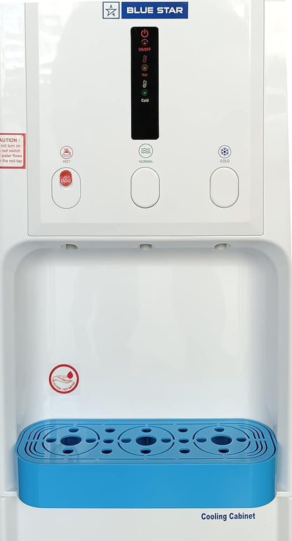 Blue Star UASeries Bottled Water Dispenser 3 Tap For (Hot, Cold, Normal) | 5 Litre/Hour Water Capacity, Carbon Block, White