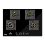 Crompton Optime 90 cm 4 Burners Built-in Glass HOB with Digital Timer, Full Brass Burners & 3D Flame Technology (HOB-OPFB905TI-MBL, Midnight Black)