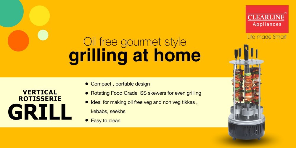 Clearline Electric Grill Tandoor Vertical Rotisserie Grill- Barbecue - Kabab Tikka Maker,Black