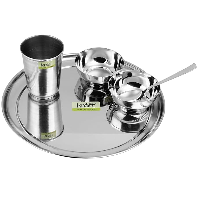 Kraft Princess Classic Stainless Steel Thali Dinner Set – 5-Piece