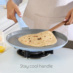 Borosil Ceramic Vajra 31 cm Flat Dosa Tawa | Gas Stove & Induction Compatible, Dishwasher Safe | PFOA and PFAS Free Tava | 1 Year Warranty, Sky Blue