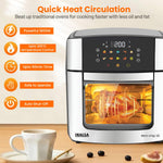 INALSA Air Fryer Oven|16L, 1800W|Stainless Steel Body12-in-1 Functions,Fry,Bake,Grill,Dehydrate,Roast& Reheat|10 Preset|Rotisserie & Convection|Dishwasher Safe Accessories|2Yr Warranty,Aero Crisp 16